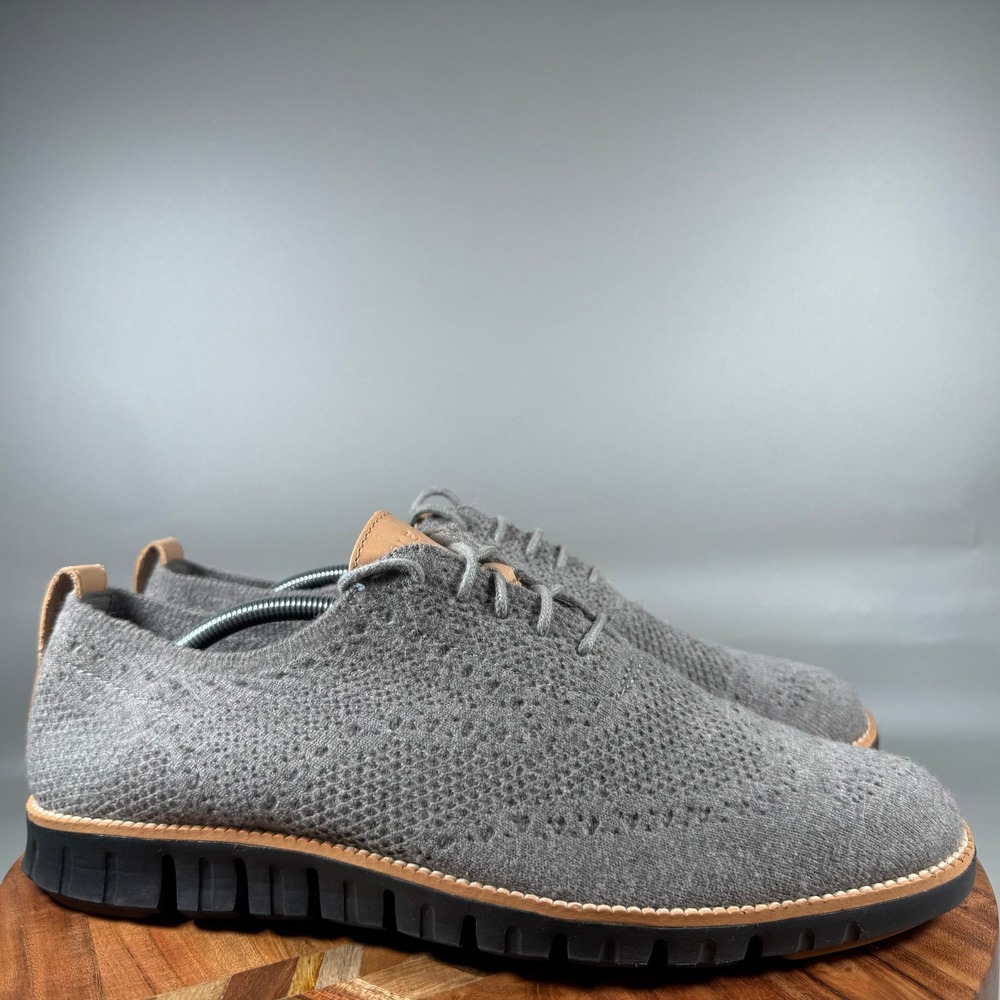 Cole Haan Zerogrand Wingtip Oxford Gray Wool Knit Shoes C28892 Mens 12M